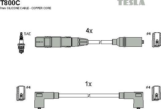 TESLA T800C - Ignition Cable Kit autospares.lv