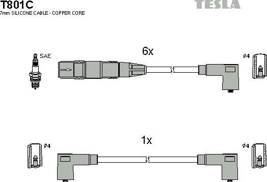 TESLA T801C - Ignition Cable Kit autospares.lv