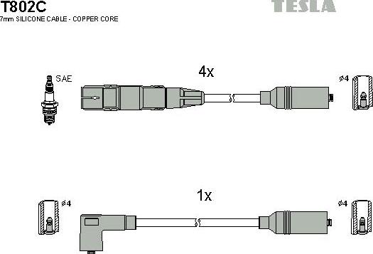 TESLA T802C - Ignition Cable Kit autospares.lv