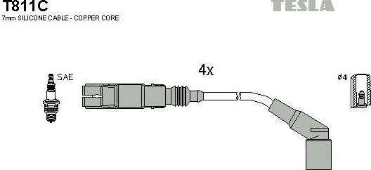 TESLA T811C - Ignition Cable Kit autospares.lv