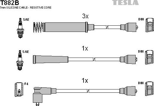 TESLA T882B - Ignition Cable Kit autospares.lv