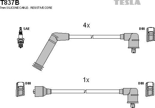 TESLA T837B - Ignition Cable Kit autospares.lv