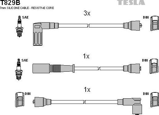 TESLA T829B - Ignition Cable Kit autospares.lv