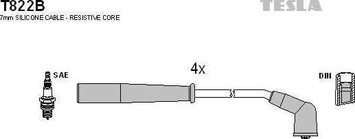 TESLA T822B - Ignition Cable Kit autospares.lv