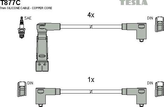 TESLA T877C - Ignition Cable Kit autospares.lv