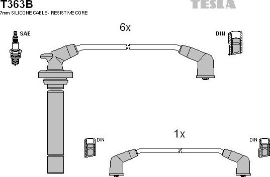 TESLA T363B - Ignition Cable Kit autospares.lv