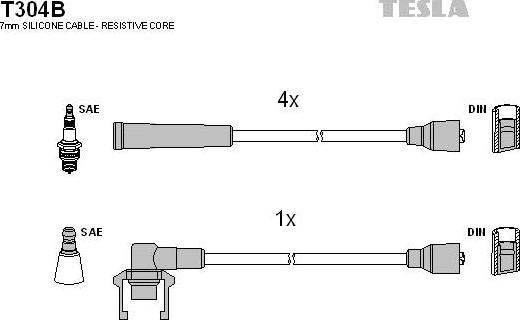 TESLA T304B - Ignition Cable Kit autospares.lv