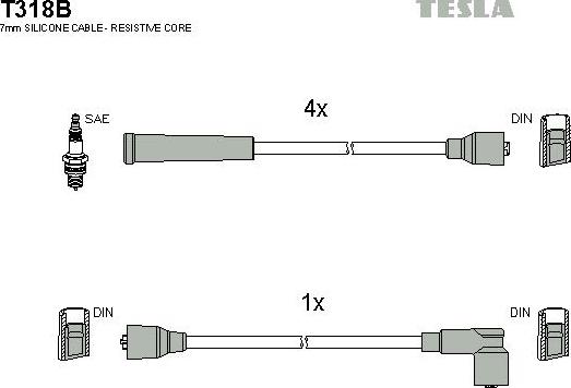 TESLA T318B - Ignition Cable Kit autospares.lv