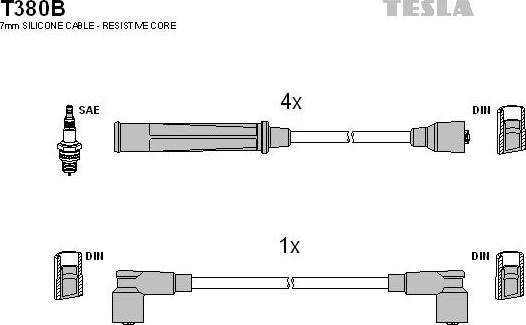 TESLA T380B - Ignition Cable Kit autospares.lv