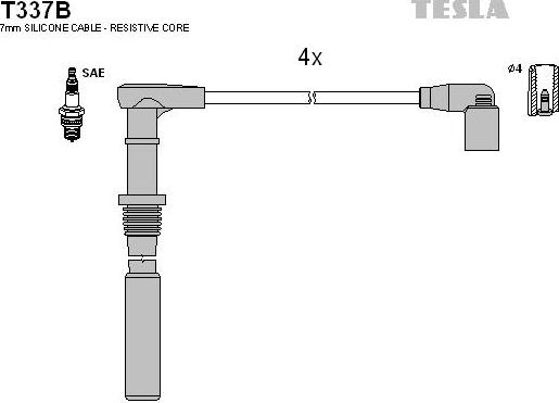 TESLA T337B - Ignition Cable Kit autospares.lv