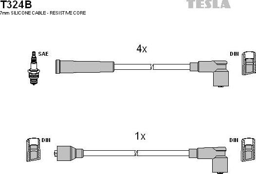 TESLA T324B - Ignition Cable Kit autospares.lv