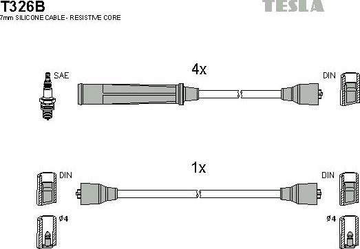 TESLA T326B - Ignition Cable Kit autospares.lv