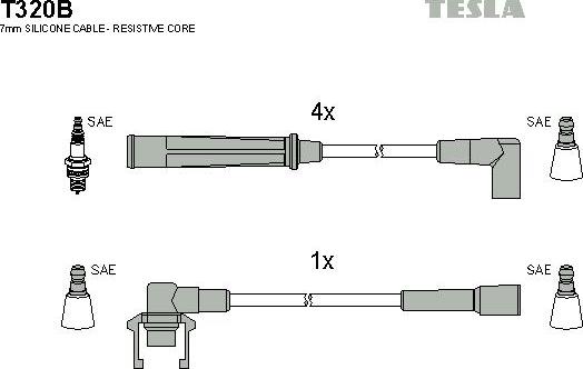 TESLA T320B - Ignition Cable Kit autospares.lv