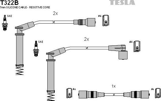TESLA T322B - Ignition Cable Kit autospares.lv
