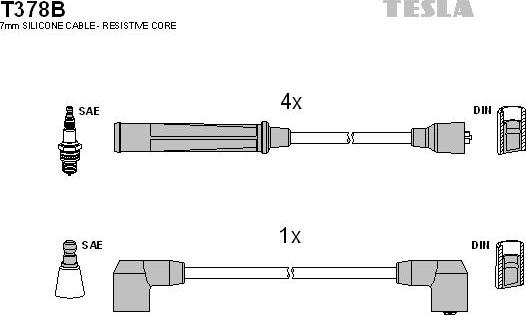 TESLA T378B - Ignition Cable Kit autospares.lv