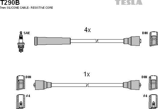 TESLA T290B - Ignition Cable Kit autospares.lv