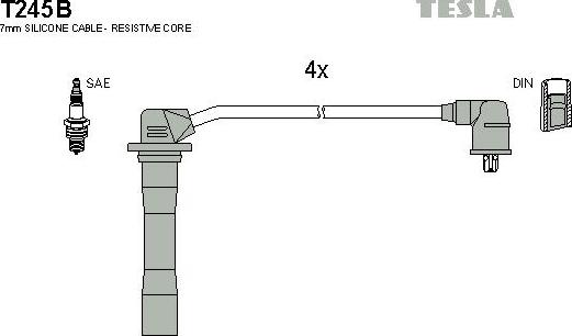 TESLA T245B - Ignition Cable Kit autospares.lv