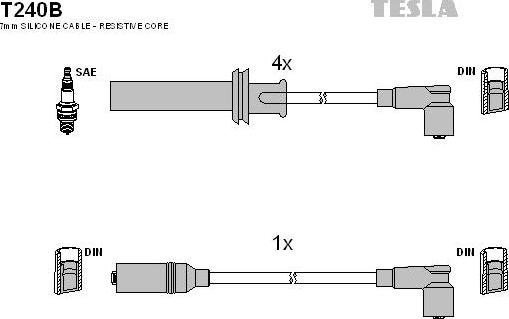 TESLA T240B - Ignition Cable Kit autospares.lv