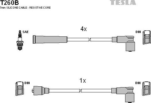 TESLA T260B - Ignition Cable Kit autospares.lv