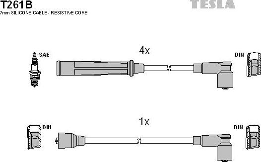 TESLA T261B - Ignition Cable Kit autospares.lv