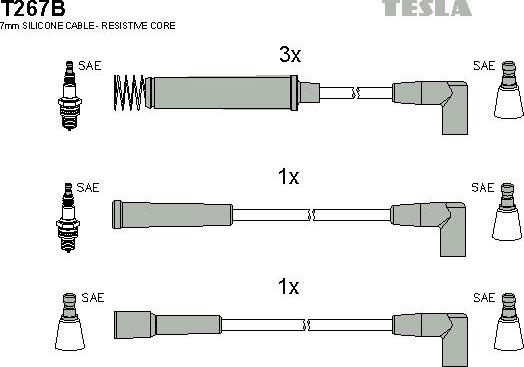 TESLA T267B - Ignition Cable Kit autospares.lv