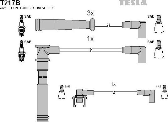 TESLA T217B - Ignition Cable Kit autospares.lv