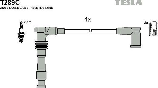 TESLA T289C - Ignition Cable Kit autospares.lv