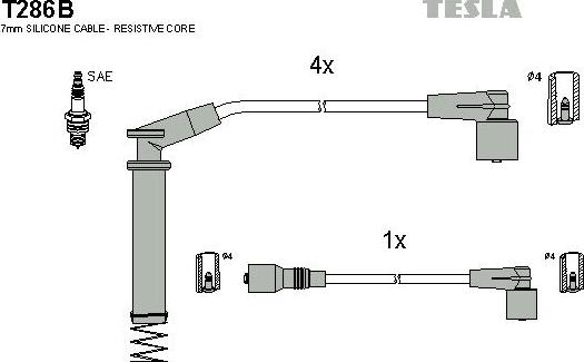 TESLA T286B - Ignition Cable Kit autospares.lv