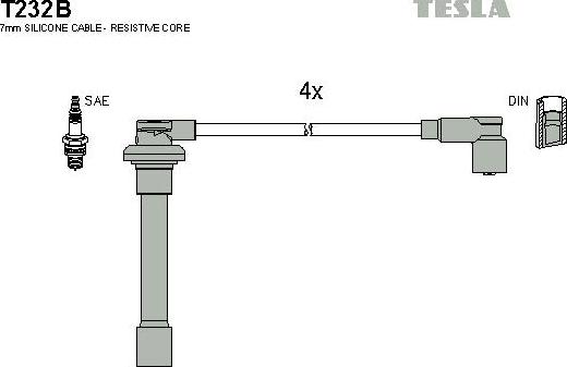 TESLA T232B - Ignition Cable Kit autospares.lv