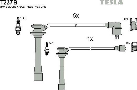 TESLA T237B - Ignition Cable Kit autospares.lv