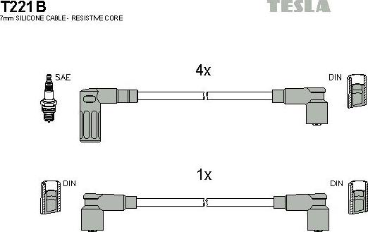 TESLA T221B - Ignition Cable Kit autospares.lv