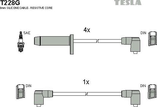 TESLA T228G - Ignition Cable Kit autospares.lv