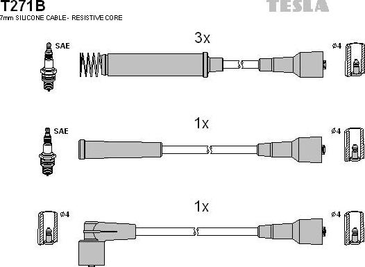 TESLA T271B - Ignition Cable Kit autospares.lv