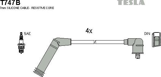 TESLA T747B - Ignition Cable Kit autospares.lv