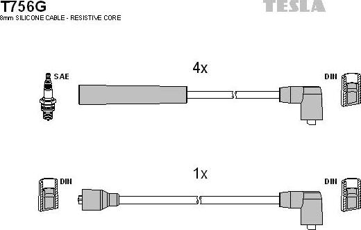 TESLA T756G - Ignition Cable Kit autospares.lv