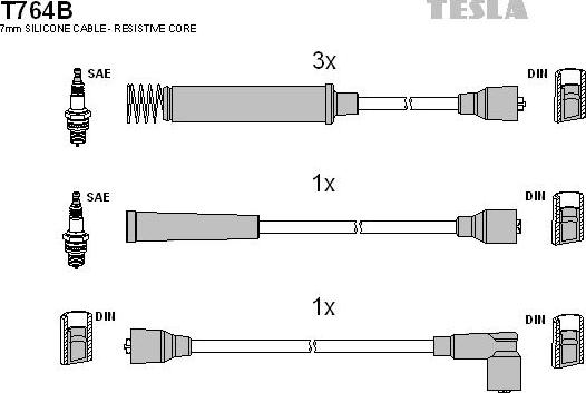 TESLA T764B - Ignition Cable Kit autospares.lv