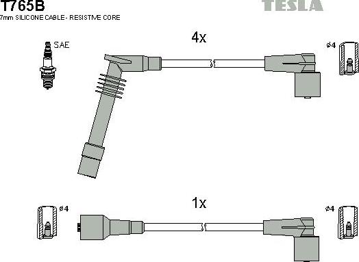 TESLA T765B - Ignition Cable Kit autospares.lv
