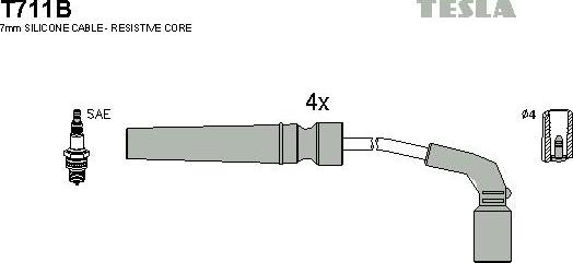 TESLA T711B - Ignition Cable Kit autospares.lv
