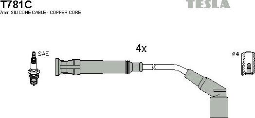 TESLA T781C - Ignition Cable Kit autospares.lv