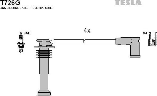 TESLA T726G - Ignition Cable Kit autospares.lv