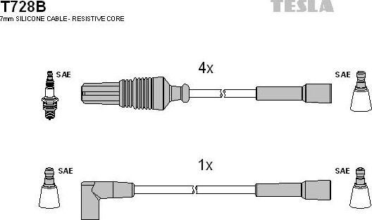 TESLA T728B - Ignition Cable Kit autospares.lv