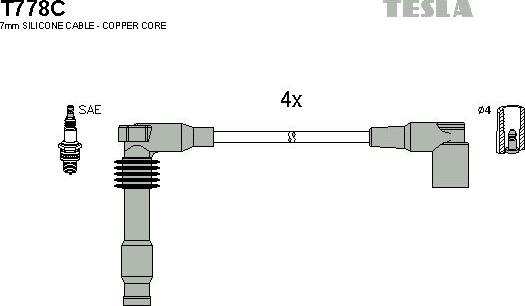 TESLA T778C - Ignition Cable Kit autospares.lv