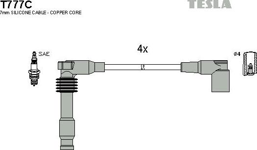 TESLA T777C - Ignition Cable Kit autospares.lv
