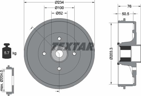 Textar 94045000 - Brake Drum autospares.lv