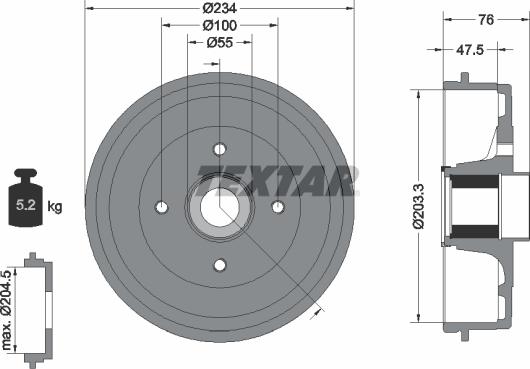 Textar 94045800 - Brake Drum autospares.lv