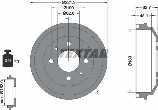 Textar 94040600 - Brake Drum autospares.lv