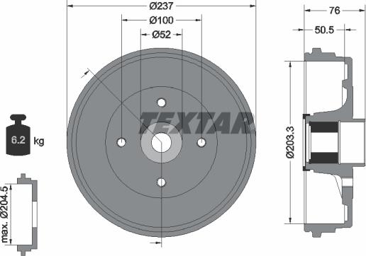 Textar 94041400 - Brake Drum autospares.lv