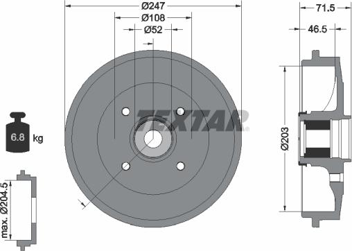 Textar 94041500 - Brake Drum autospares.lv