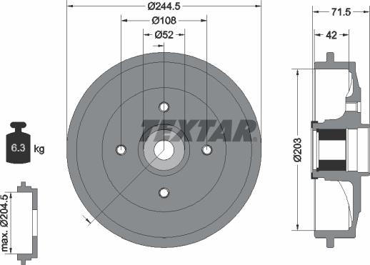 Textar 94041200 - Brake Drum autospares.lv