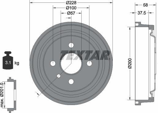 Textar 94048500 - Brake Drum autospares.lv